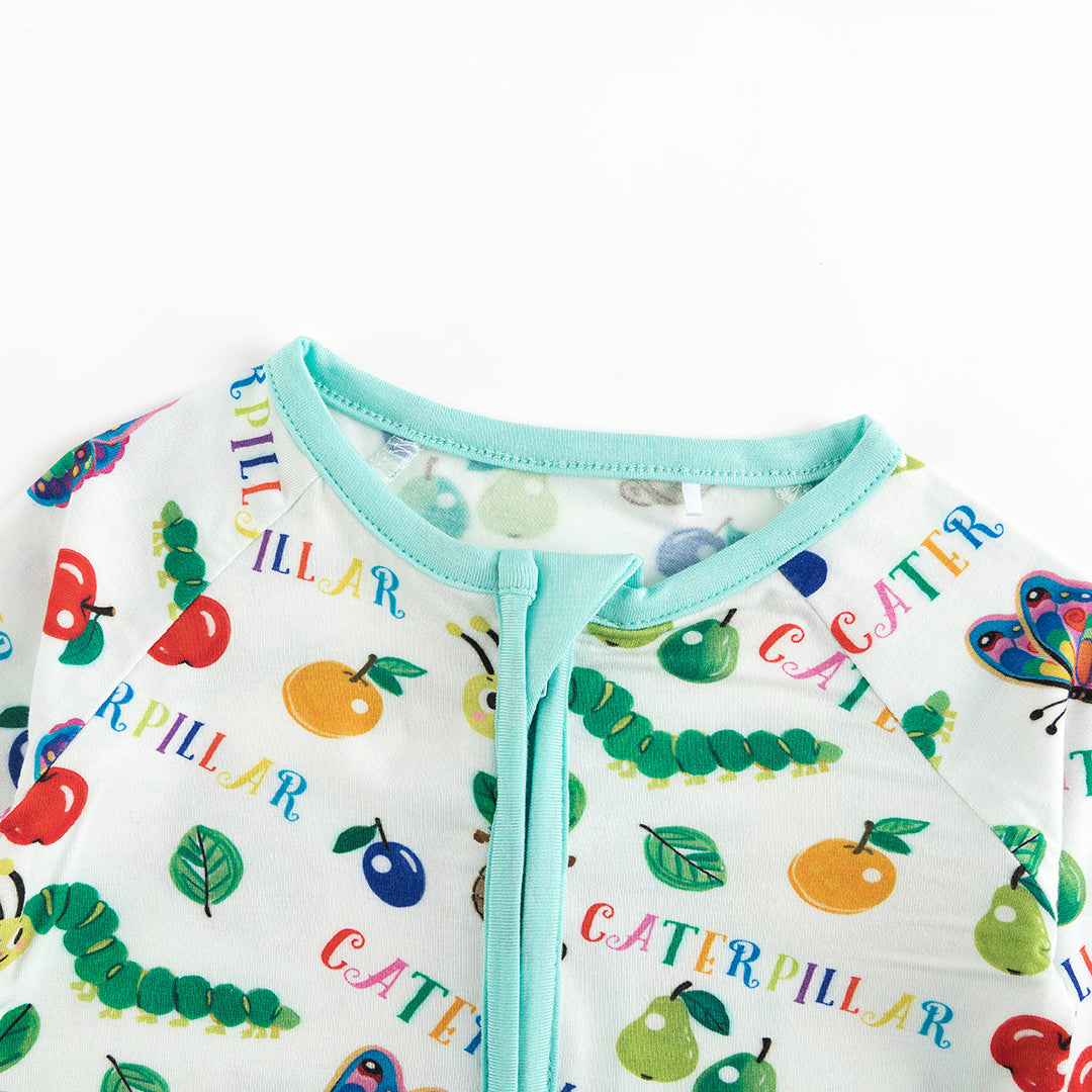 FancyPrince Caterpillar Butterfly Print Baby Bamboo Zipper Romper Pajamas