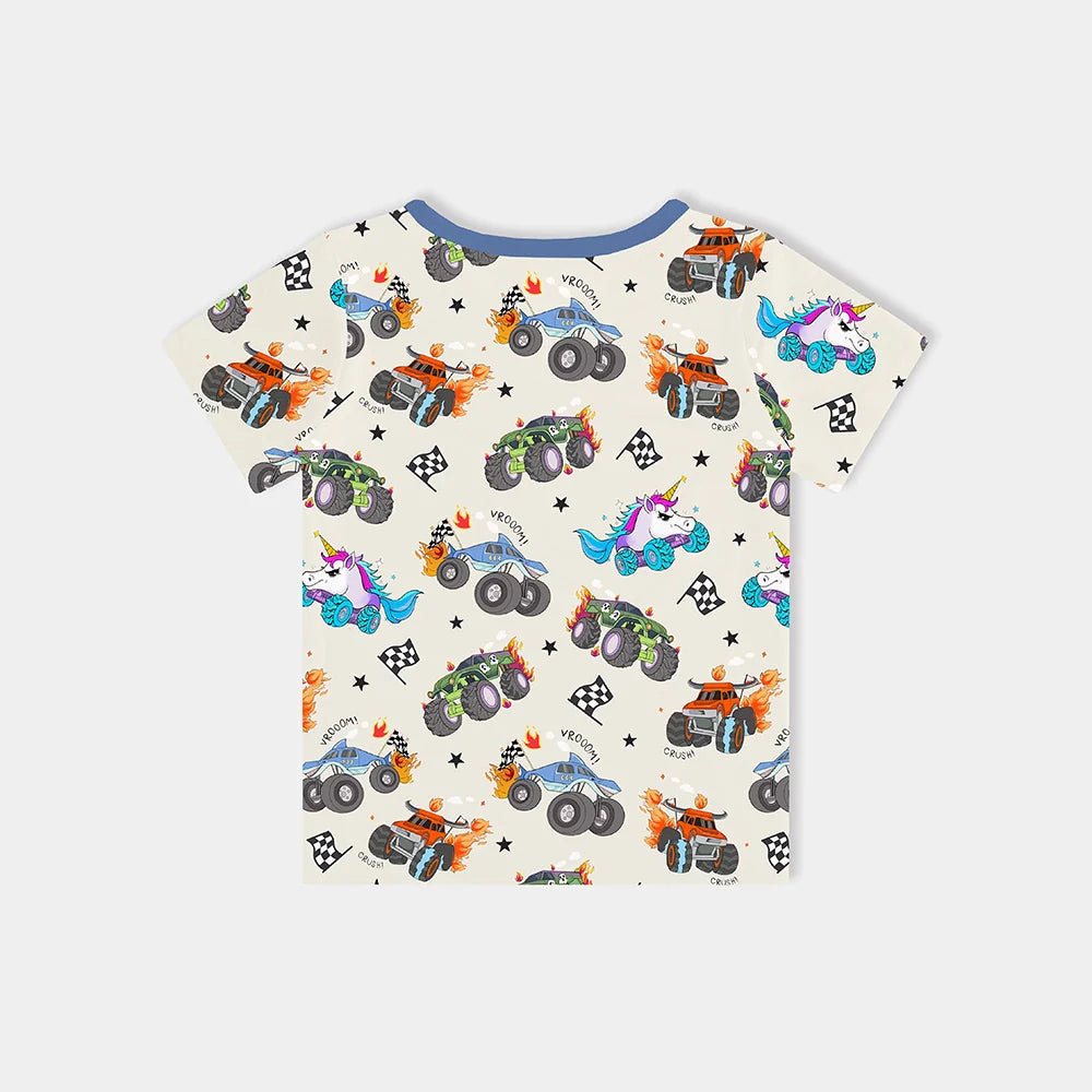 Monster Truck Kids Bamboo Short Top T-shirt