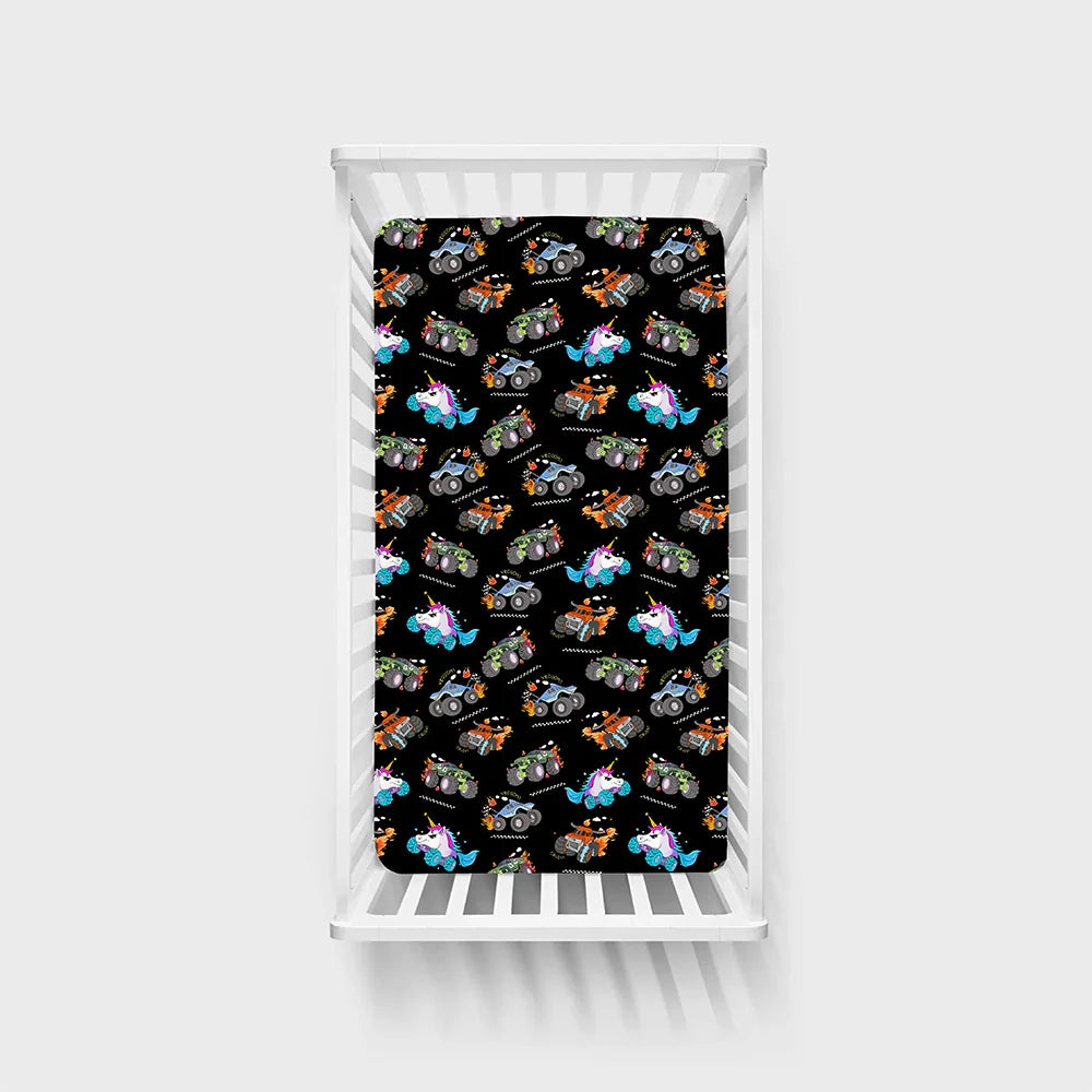 Monster Truck Print Bamboo Fitted Crib Sheet