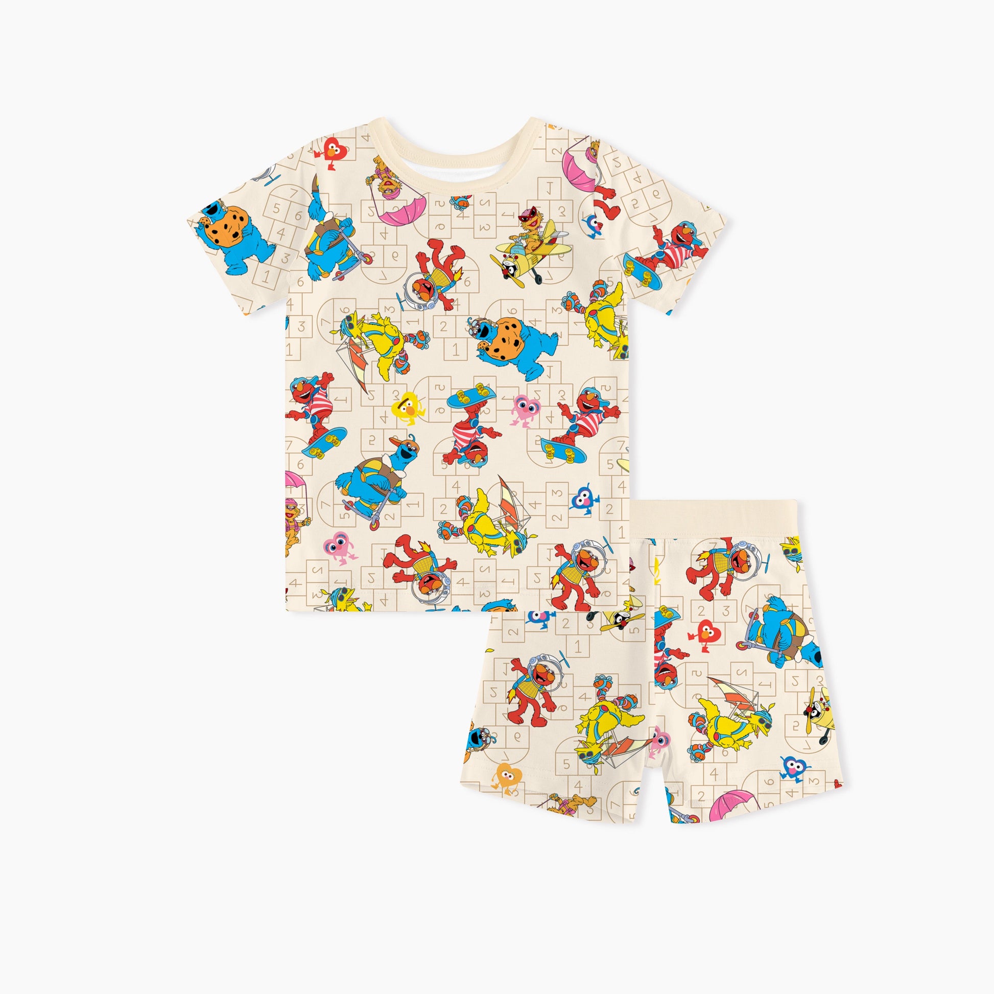 Sesame Sport Kids Bamboo Beige Short Two-Piece Pajama Set