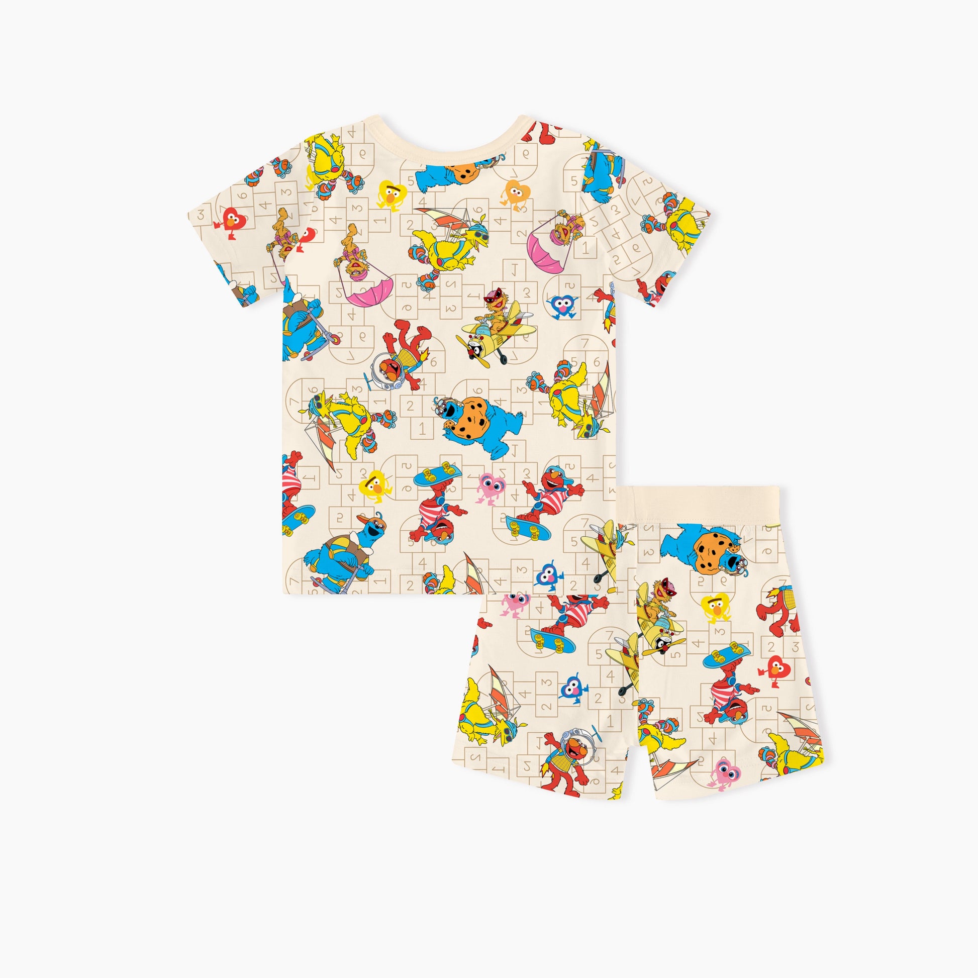 Sesame Sport Kids Bamboo Beige Short Two-Piece Pajama Set