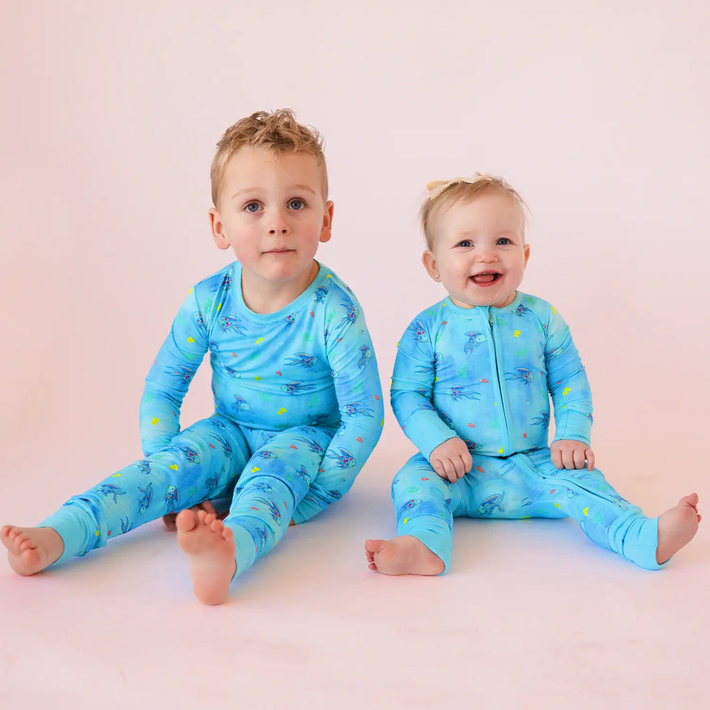FancyPrince Colorful Fish Baby Bamboo Blue Zipper Romper Pajamas