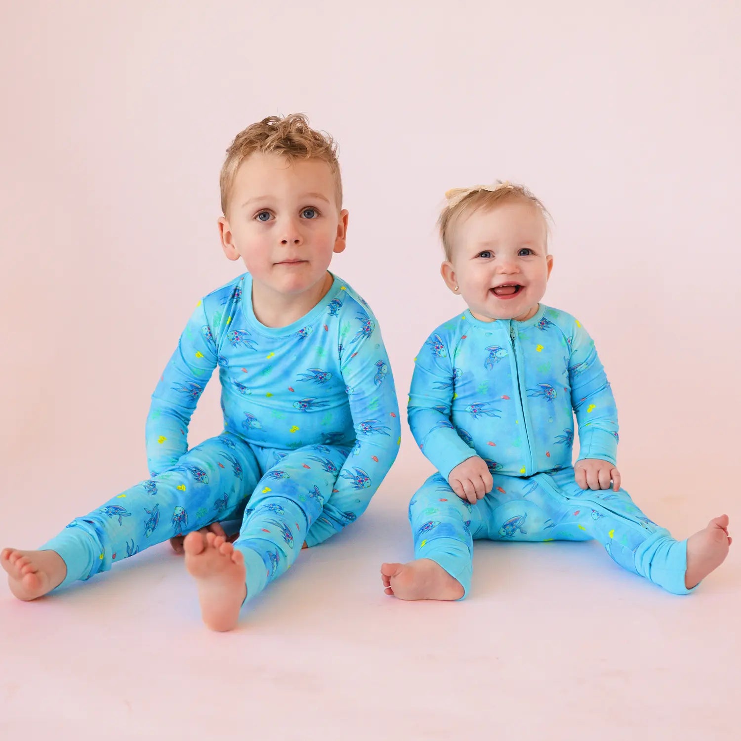 FancyPrince Colorful Fish Baby Bamboo Blue Zipper Romper Pajamas