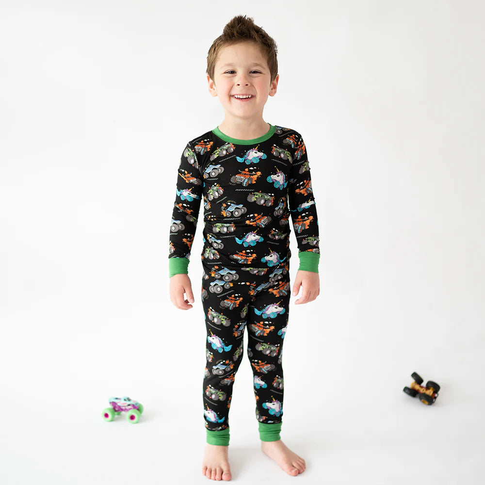Monster Truck Kid Bamboo Two-Piece Pajama Set