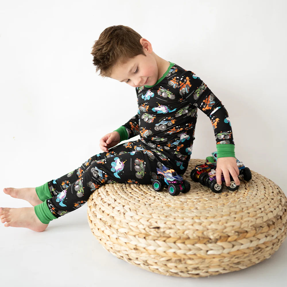 Monster Truck Kid Bamboo Two-Piece Pajama Set