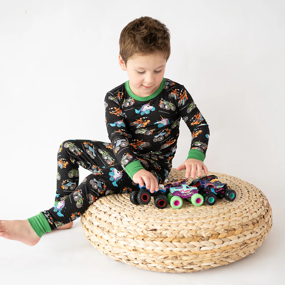 Monster Truck Kid Bamboo Two-Piece Pajama Set