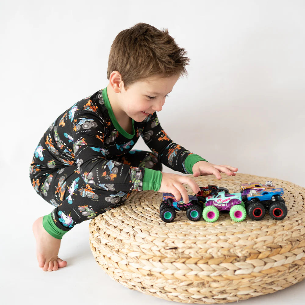 Monster Truck Kid Bamboo Two-Piece Pajama Set