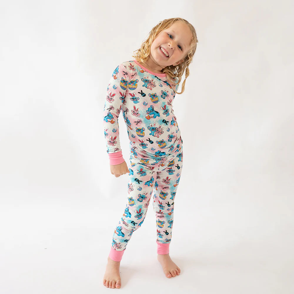 Easter Monster Bunny Egg Kid Bamboo Two-Piece Pajama Set