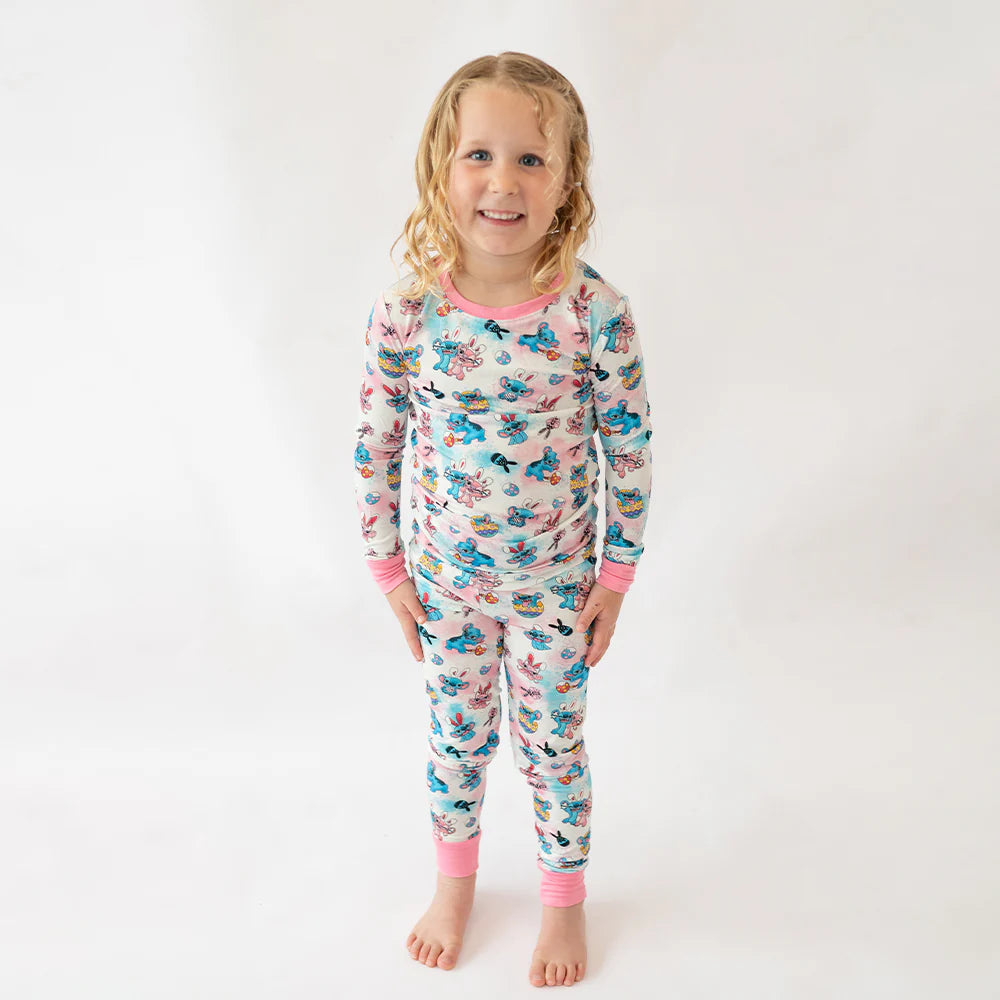 Easter Monster Bunny Egg Kid Bamboo Two-Piece Pajama Set