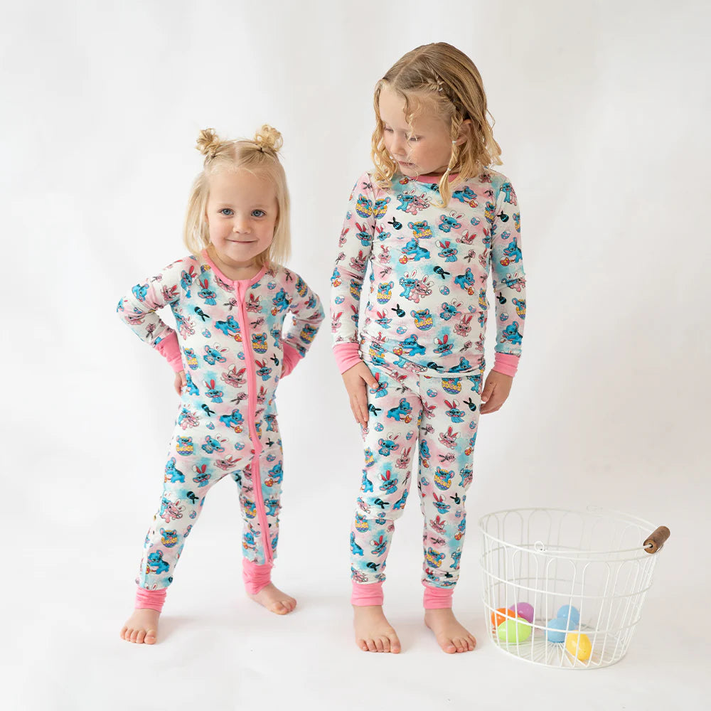 Easter Monster Bunny Egg Baby Bamboo Zipper Romper Pajamas
