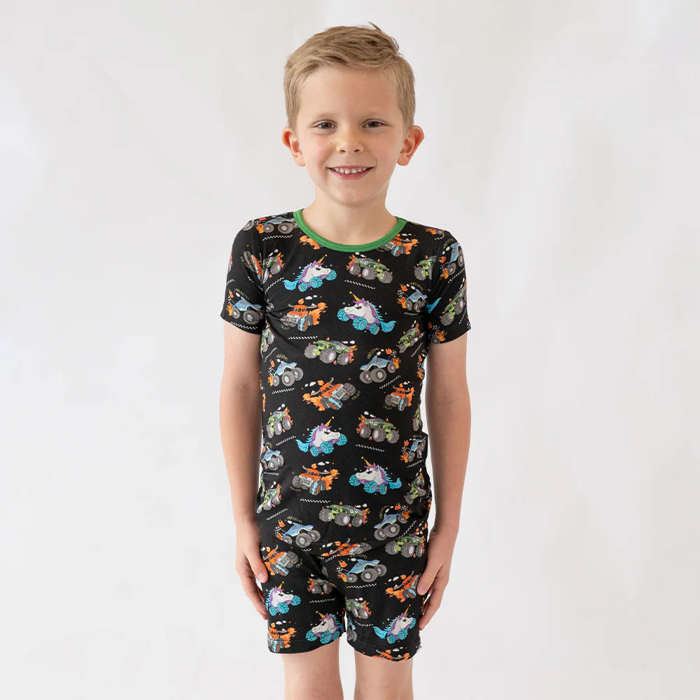 Monster Truck Kids Bamboo Short Two-Piece Pajama Set