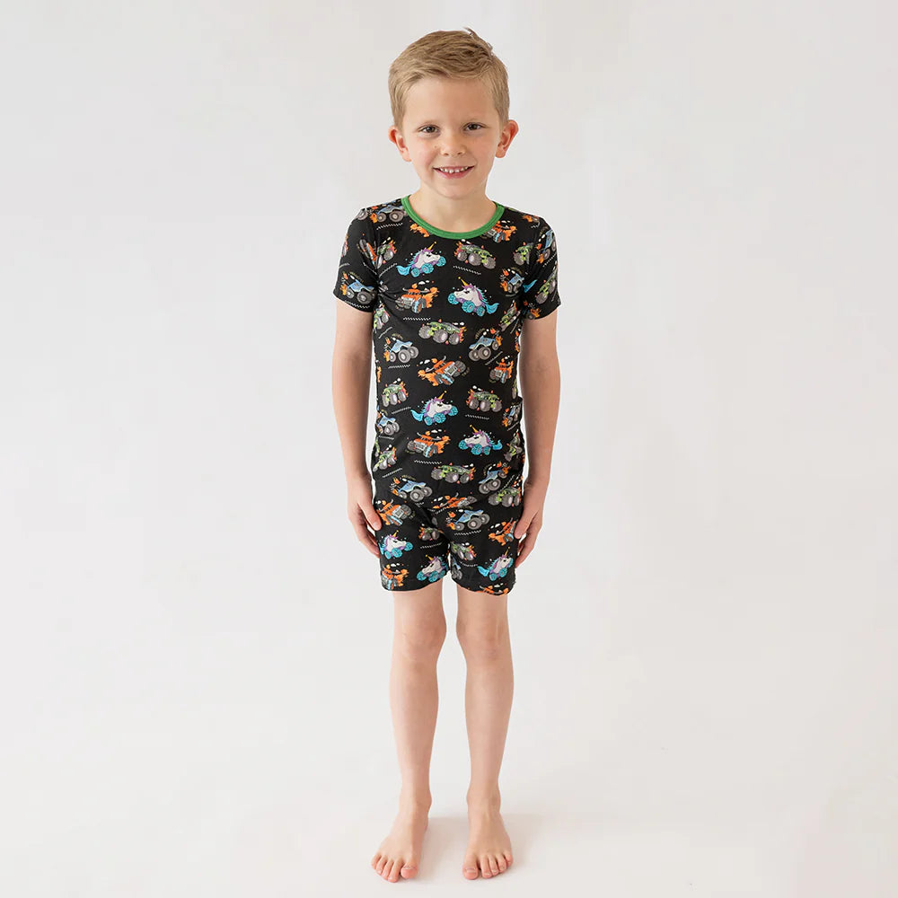 Monster Truck Kids Bamboo Short Two-Piece Pajama Set