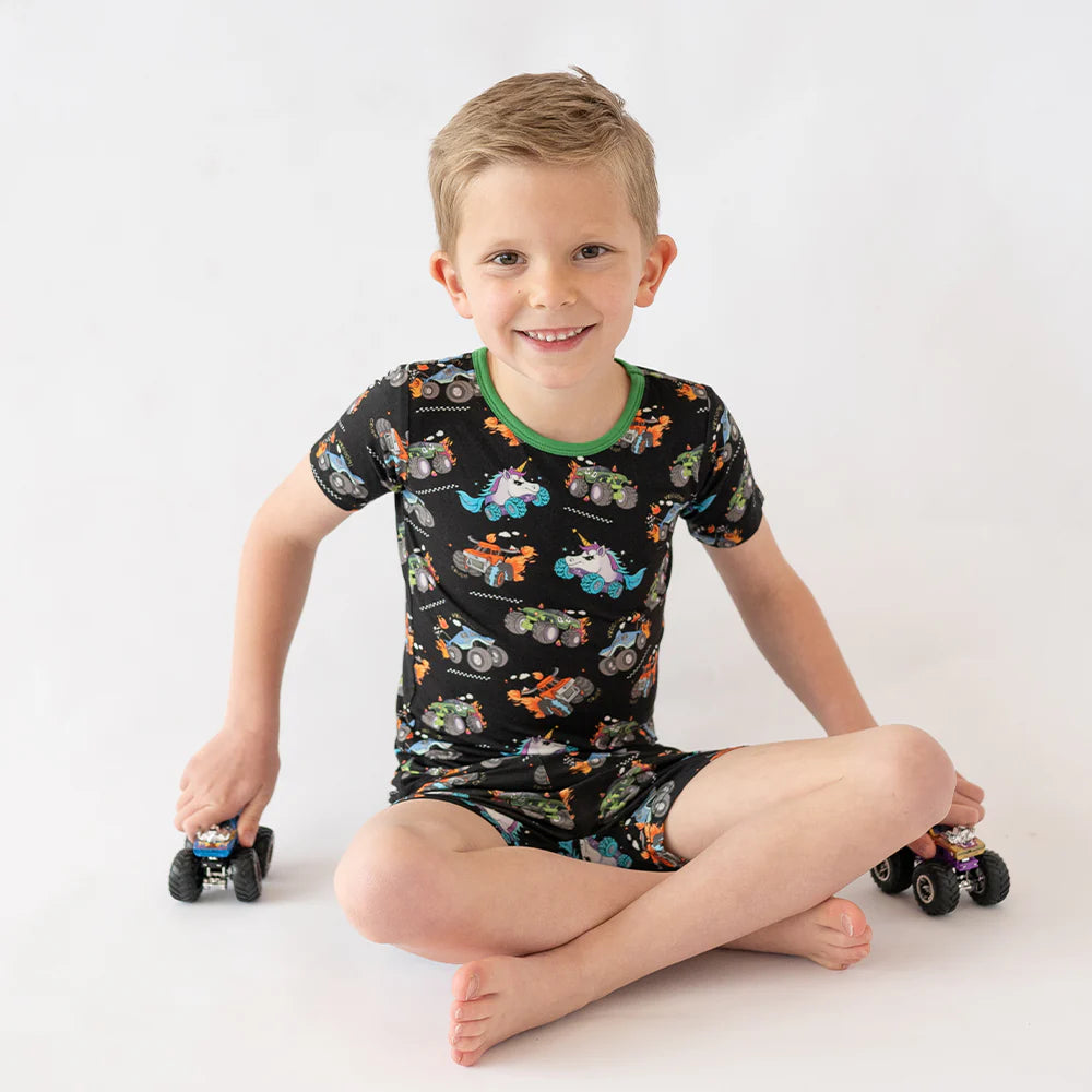 Monster Truck Kids Bamboo Short Two-Piece Pajama Set