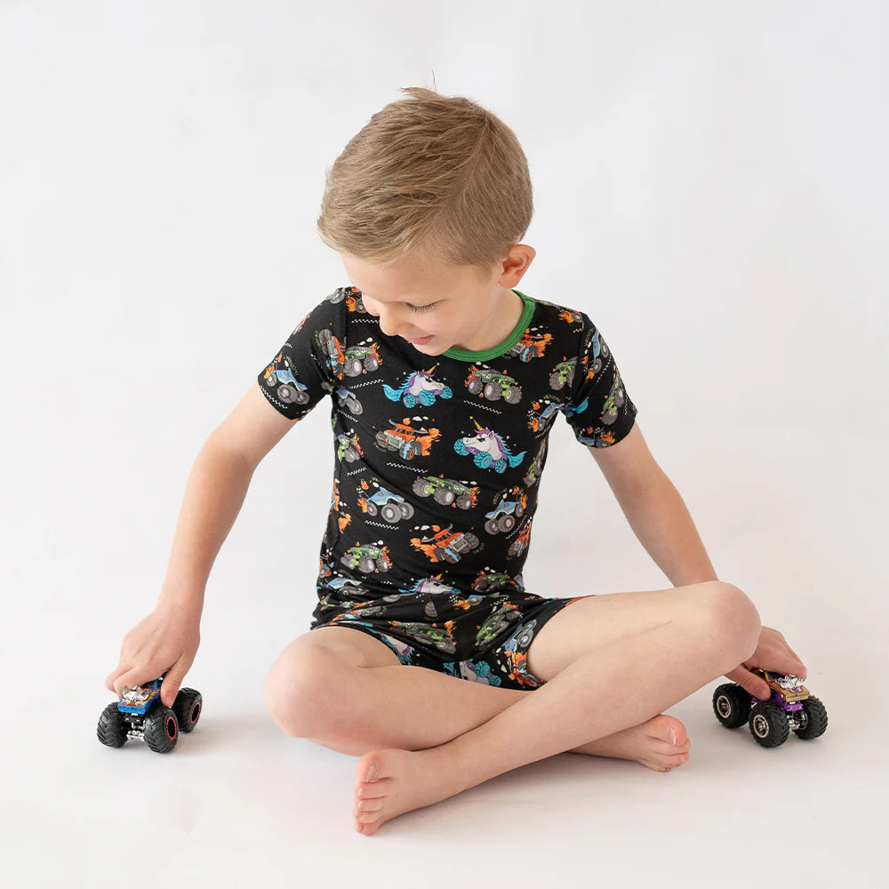 Monster Truck Kids Bamboo Short Two-Piece Pajama Set
