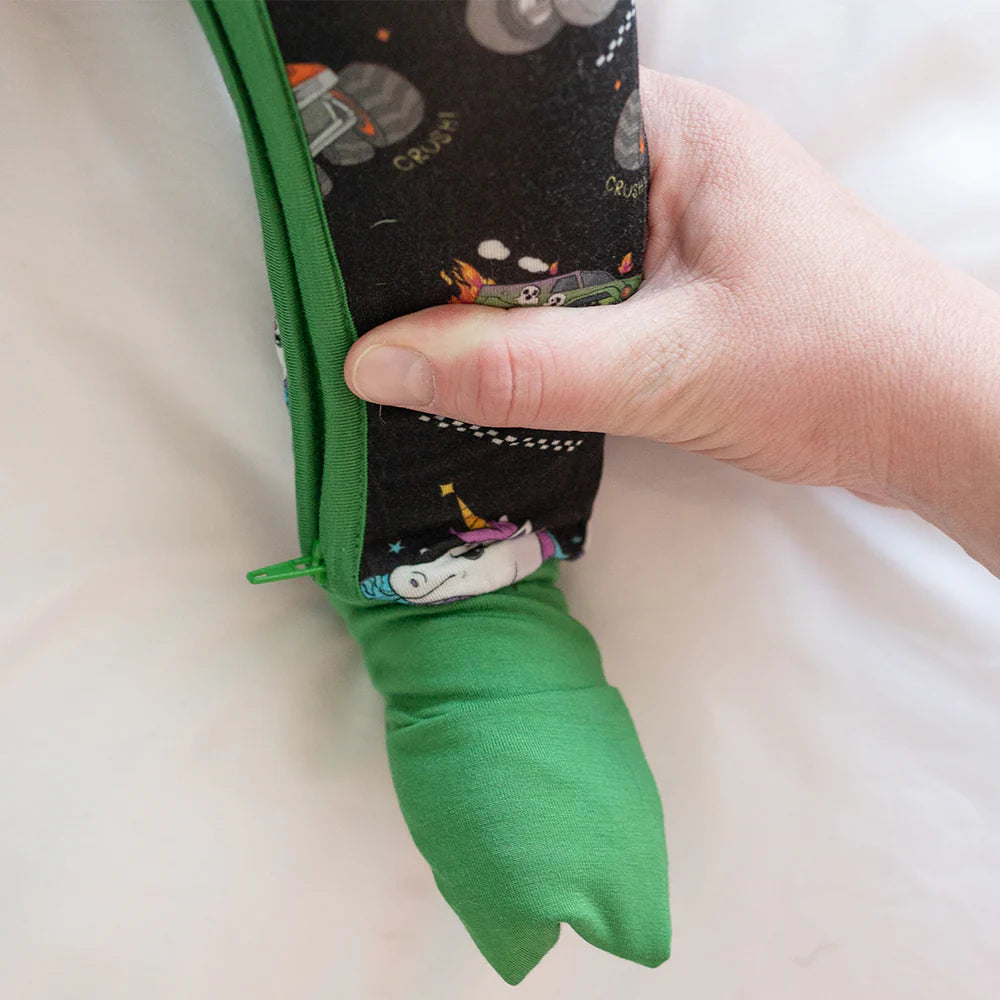 Monster Truck Baby Bamboo Zipper Romper Pajamas