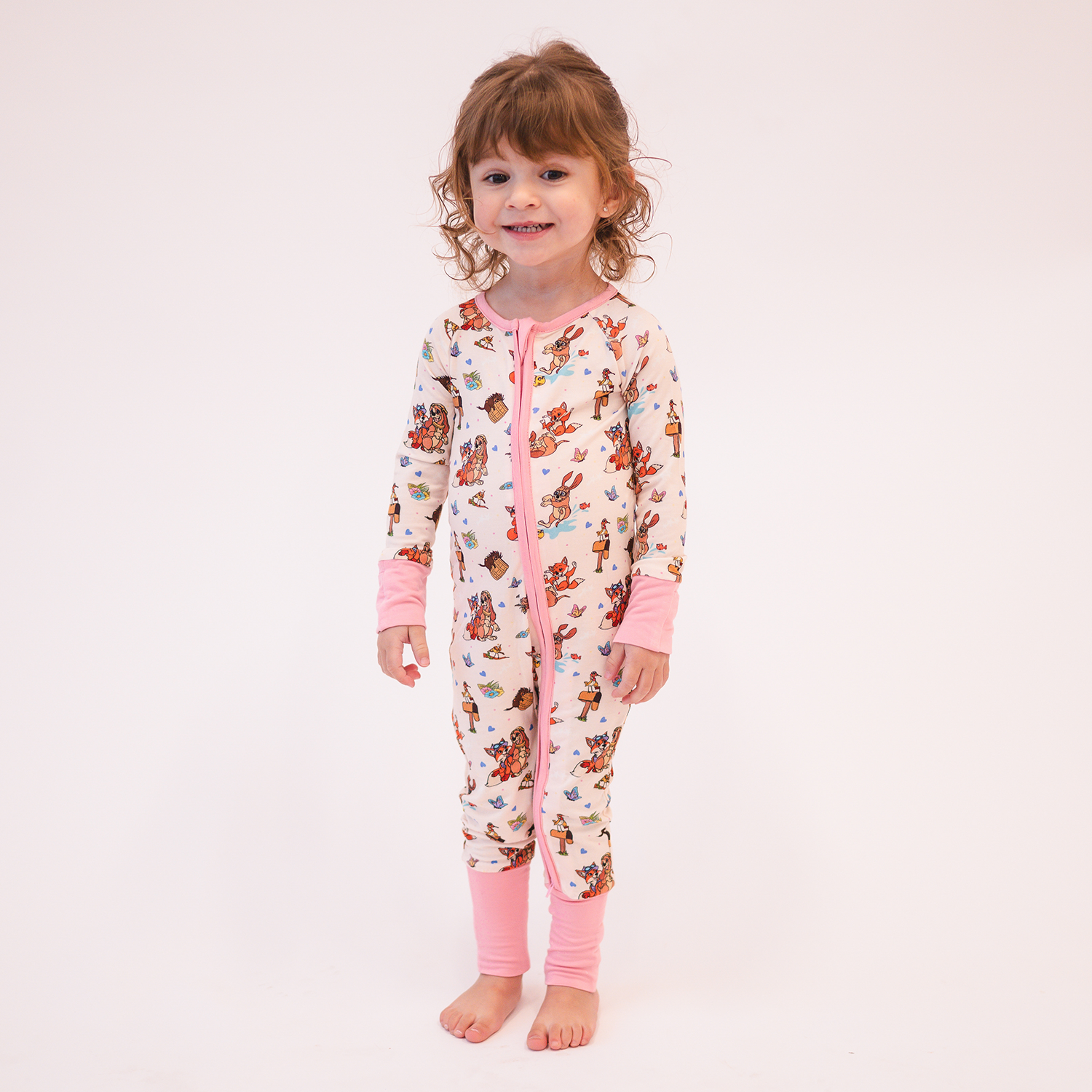 FancyPrince Fox Hound Playing Baby Bamboo Zipper Romper Pajamas