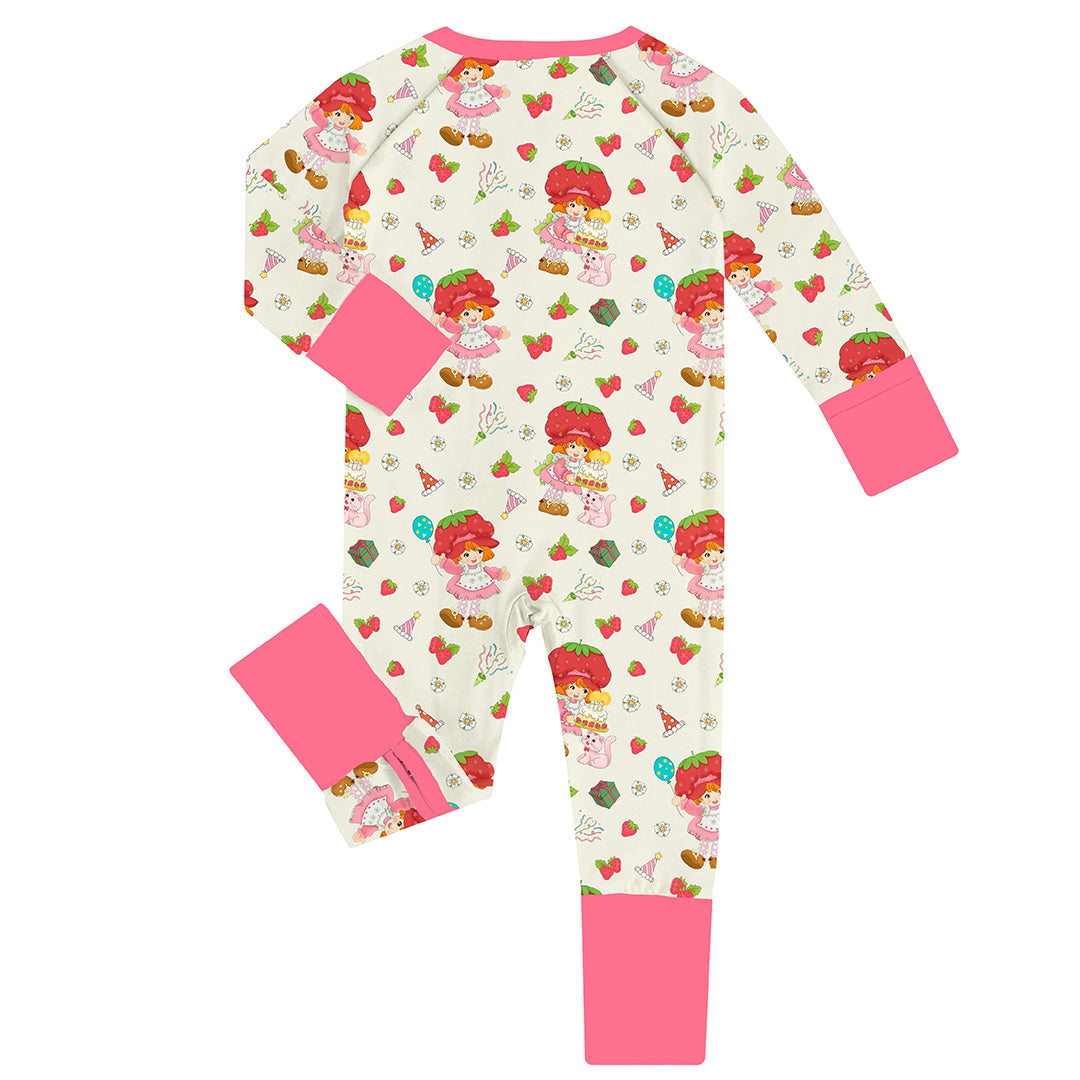 FancyPrince Strawberry Girl Beige Baby Bamboo Zipper Romper Pajamas