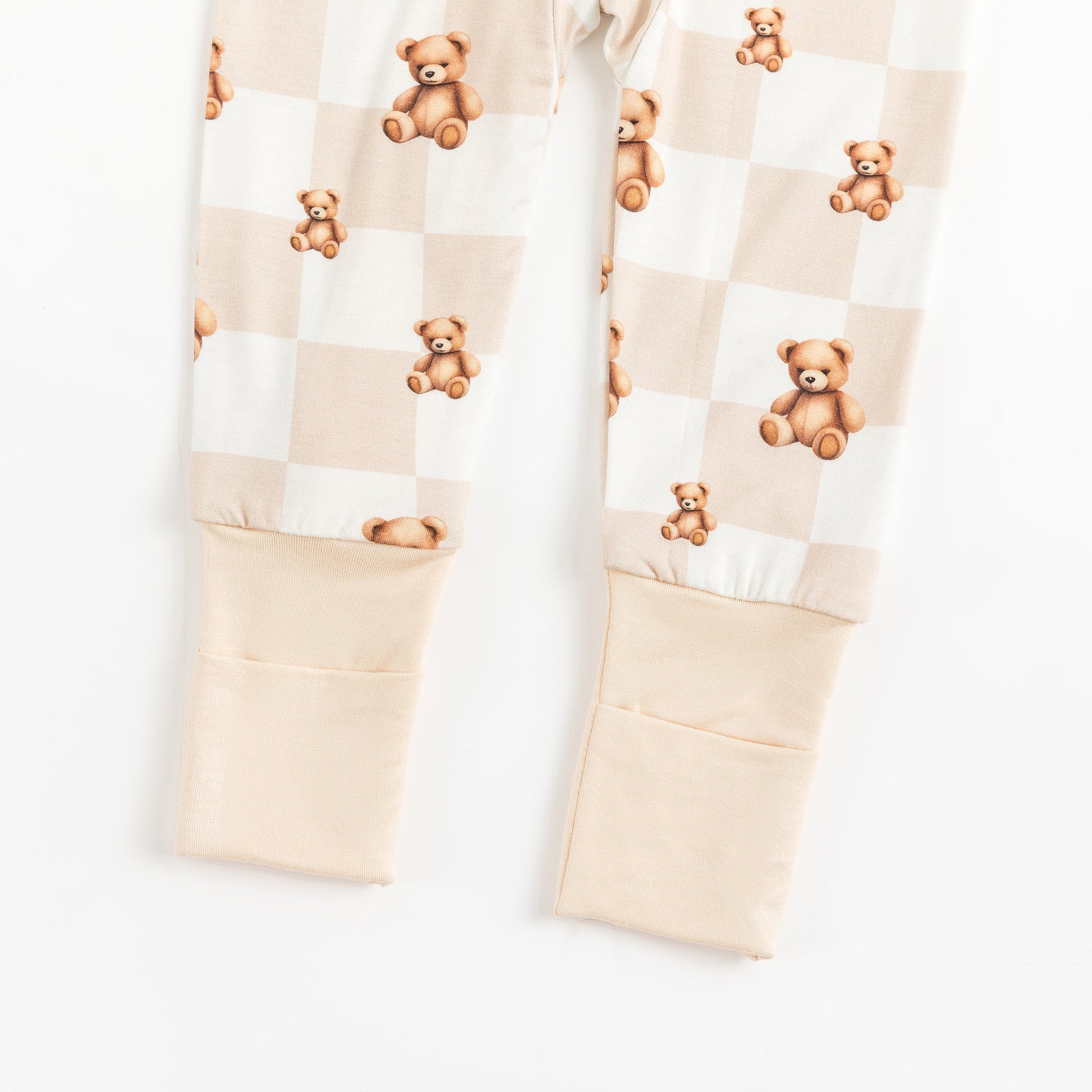 Bear & Checkerboard Pattern Bamboo Baby Sleeper