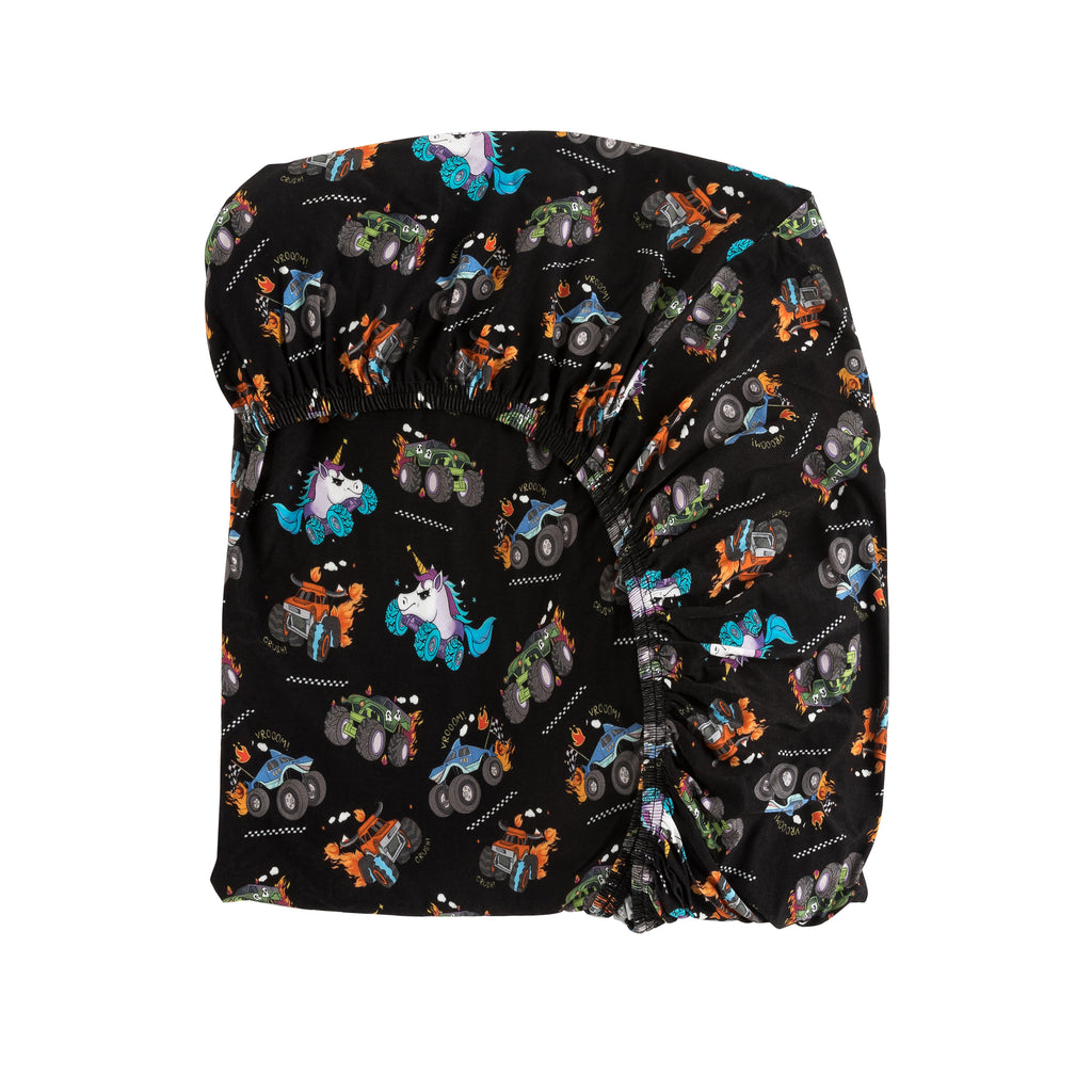 Monster Truck Print Bamboo Fitted Crib Sheet