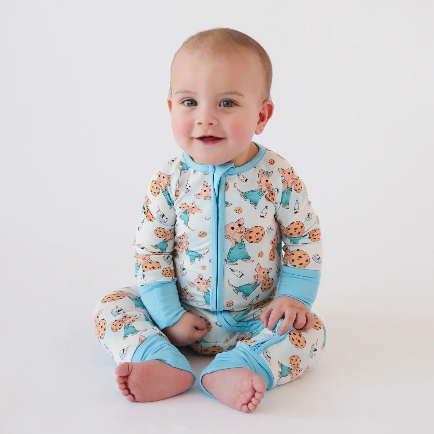 FancyPrince Mouse Cookies Milk Baby Bamboo Zipper Romper Pajamas