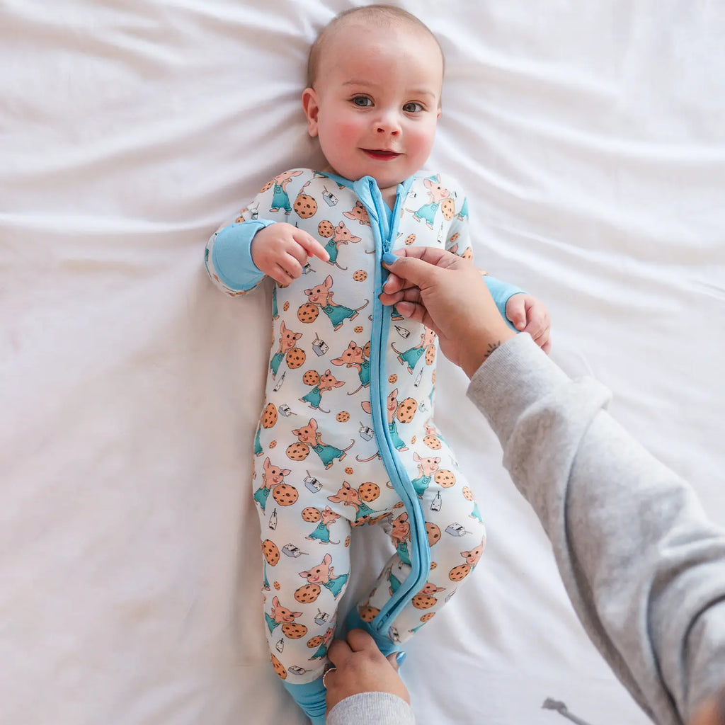 FancyPrince Mouse Cookies Milk Baby Bamboo Zipper Romper Pajamas