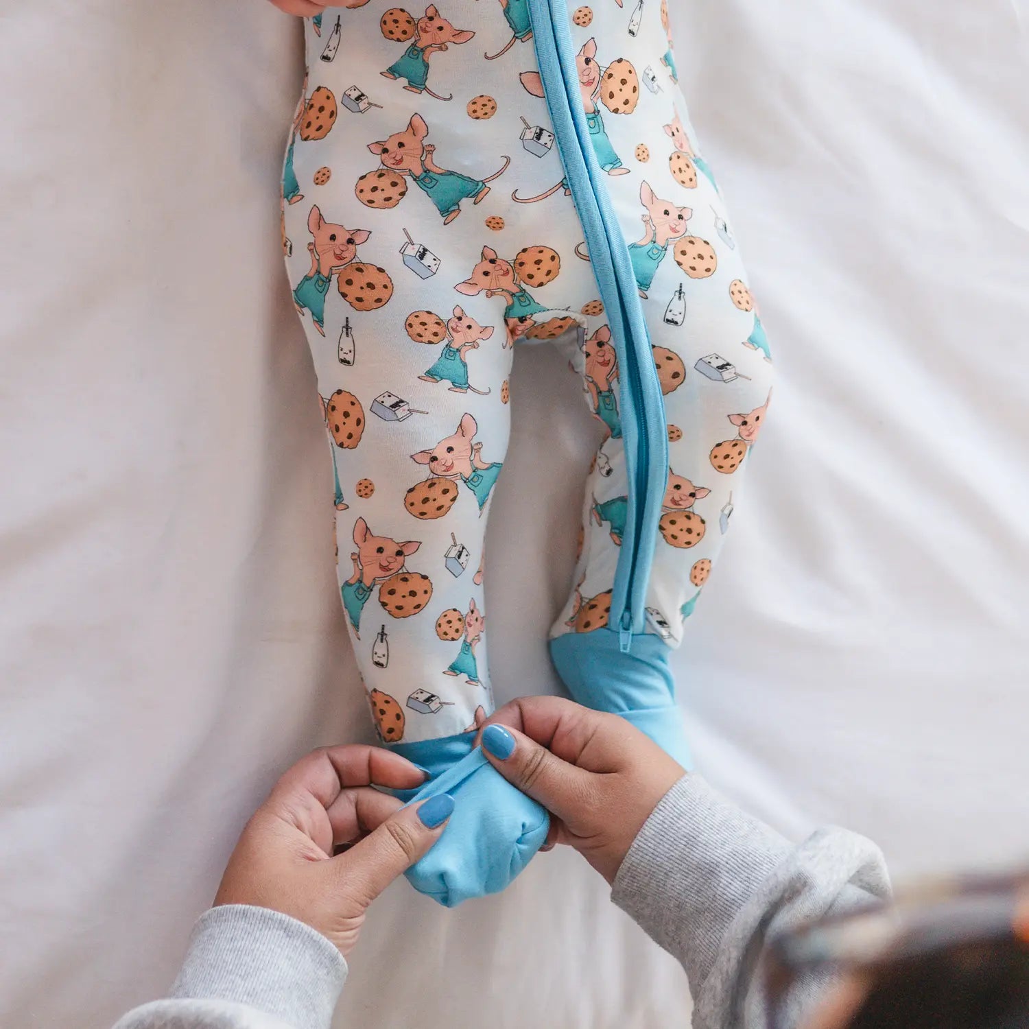 FancyPrince Mouse Cookies Milk Baby Bamboo Zipper Romper Pajamas