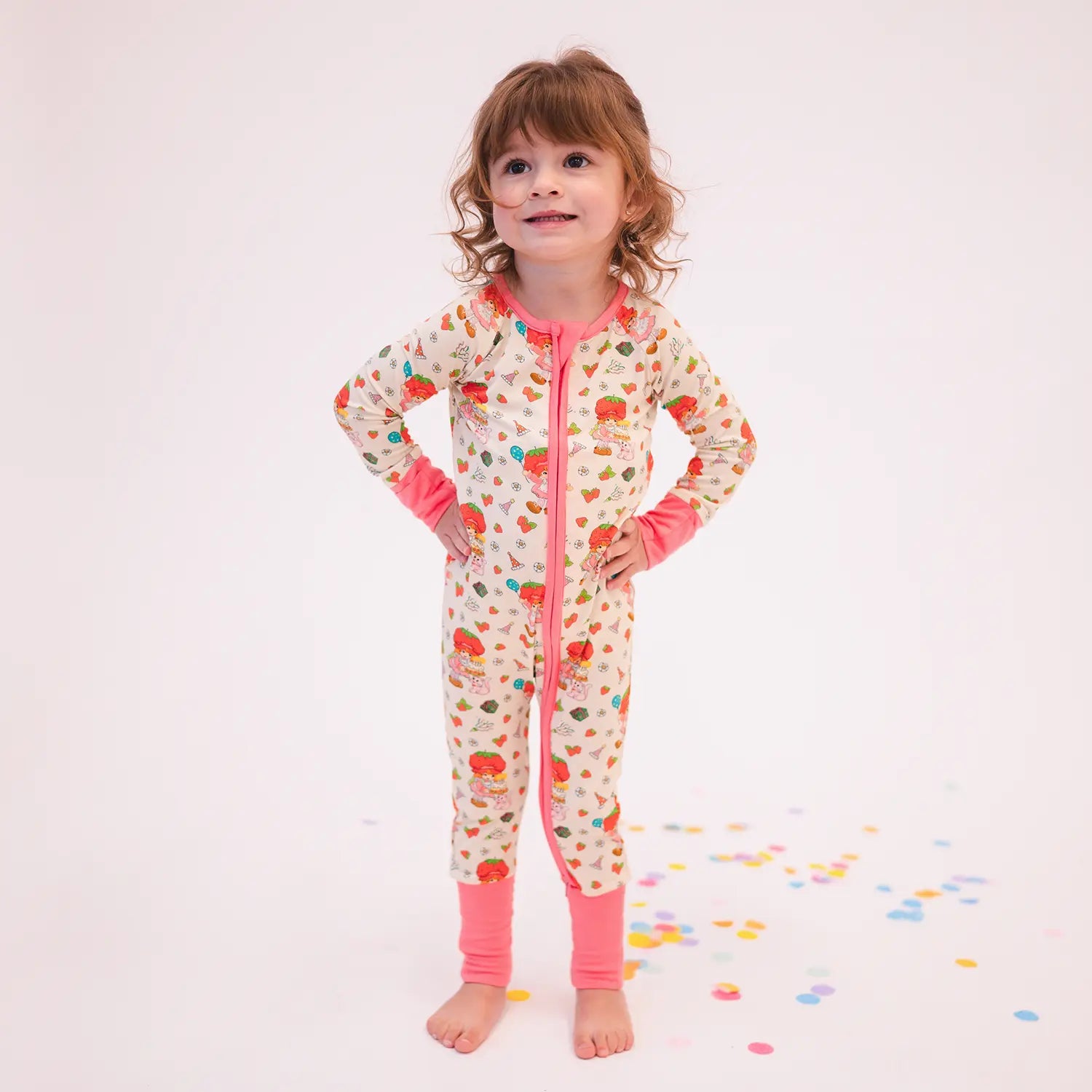 FancyPrince Strawberry Girl Beige Baby Bamboo Zipper Romper Pajamas