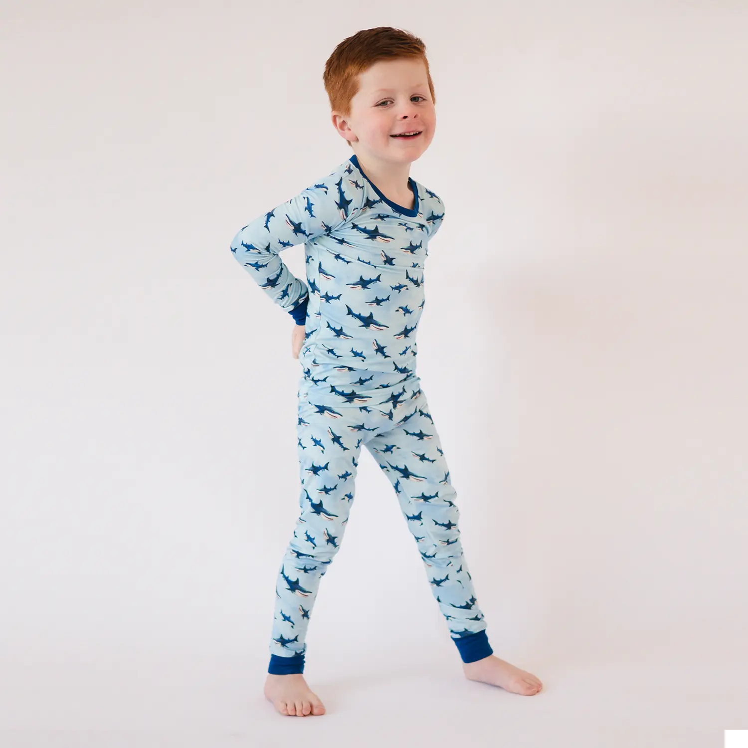 FancyPrince Shark Kid Bamboo Two-Piece Pajama Set